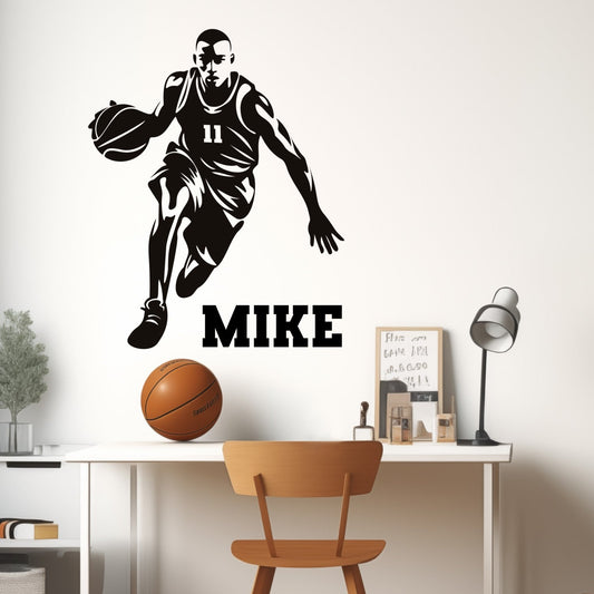 Basketball Wall Decor for Boys Room - Basketball Wall Decals and Personalized Custom Name - Wall Stickers for Bedroom - Personalized Basketball Stickers
