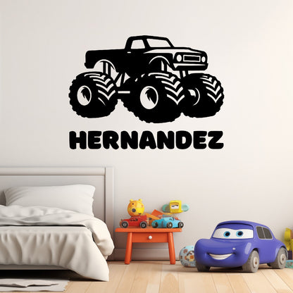Monster Truck Stickers - Monster Truck Decal with Custom Namefor Wall - Monster Truck Decor For Boys Room - Monster Truck Wall Stickers