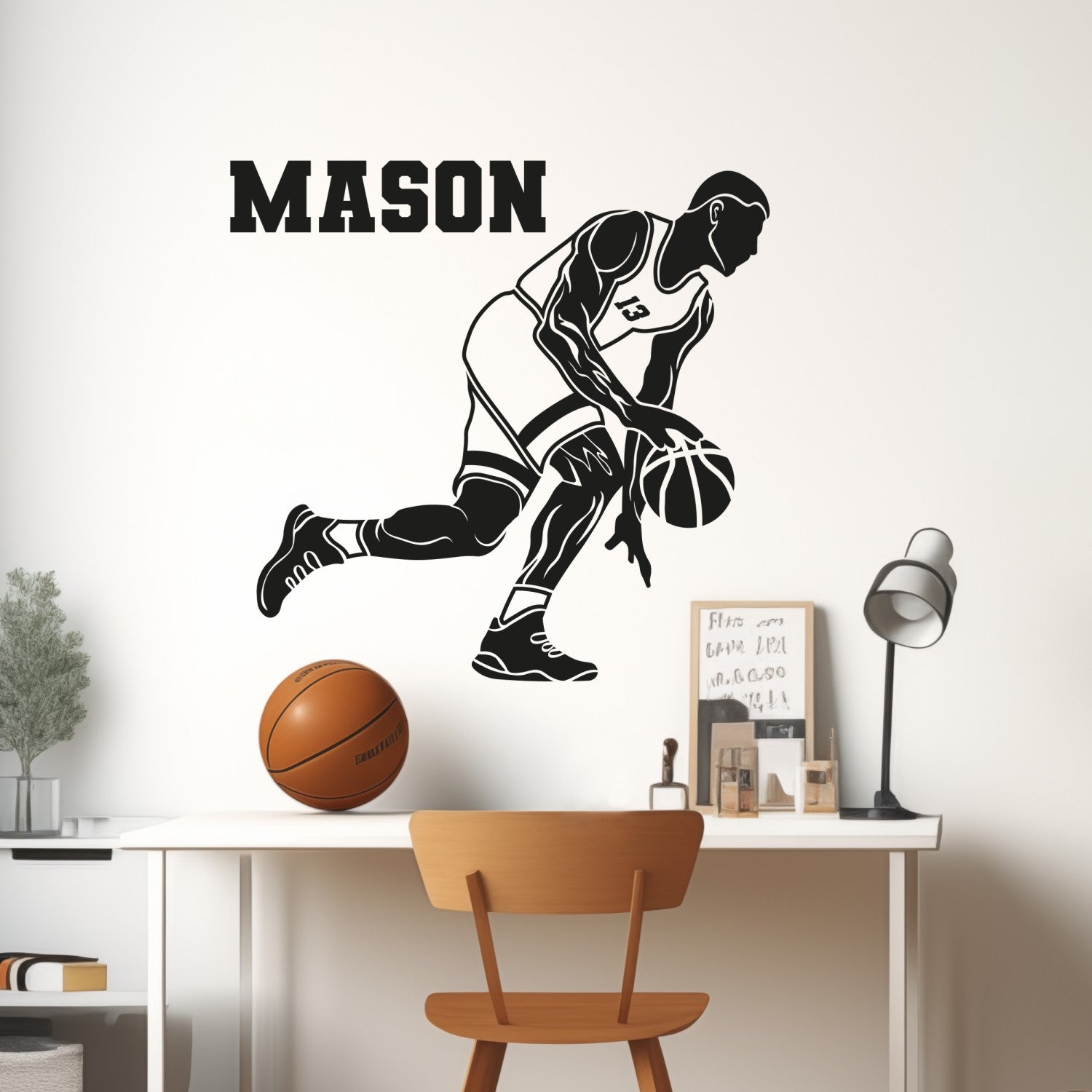 Personalized Custom Basketball Wall Decal - Sports Decals for Boys Room - Custom Name Basketball Wall Decal - Wall Basketball Decal