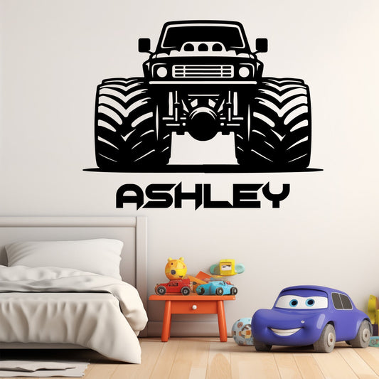 Custom Monster Truck Wall Stickers Personalized - Monster Truck Room Decor for Boys - Large Monster Truck Wall Stickers - Monster Truck Wall Decals