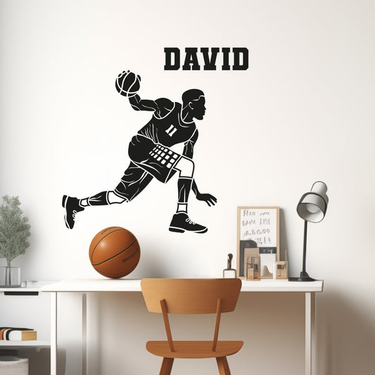 Basketball Wall Stickers - Basketball Decorations for Boys Room - Custom Basketball Wall Decal - Personalized Basketball Player Decal