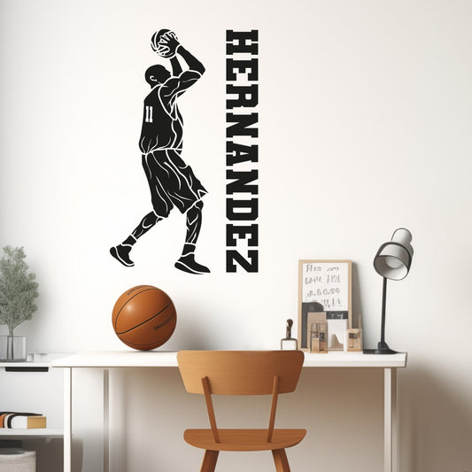 Custom Name Basketball Wall Decal - Personalized Basketball Wall Stickers - Basketball Decor for Boys Room - Basketball Room Stickers