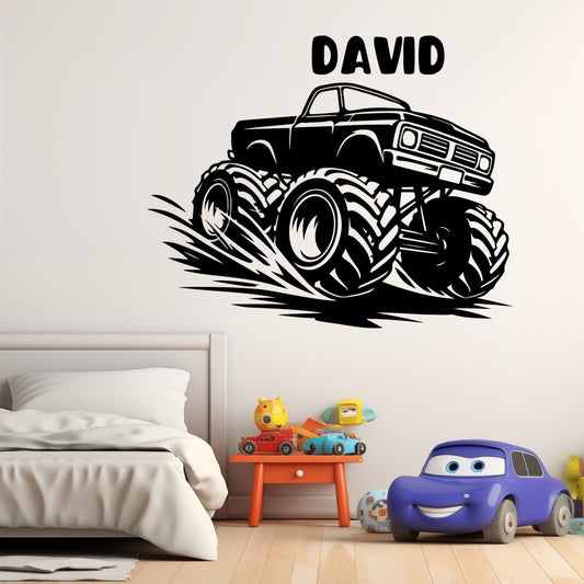Monster Truck Decal for Walls - Customized Room Stickers - Monster Truck Decals for Boys Room - Monster Truck Wall Art