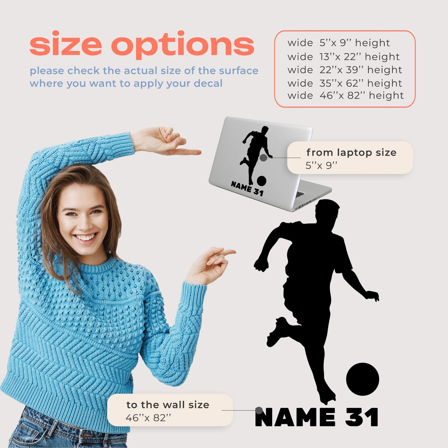 Soccer Wall Decal - Personalized Custom Soccer Player Wall Decal - Wall Decal Soccer Players - Personalized Custom Vinyl Wall Decal Soccer