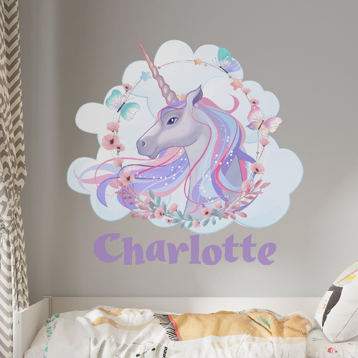 Personalized Unicorn Wall Decals for Girls - Enchanting Room Decor with Custom Name Wall Stickers - Create Magic in Your Kid's Bedroom with Unicorn Wall Art