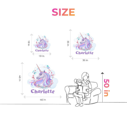 Personalized Unicorn Wall Decals for Girls - Enchanting Room Decor with Custom Name Wall Stickers - Create Magic in Your Kid's Bedroom with Unicorn Wall Art