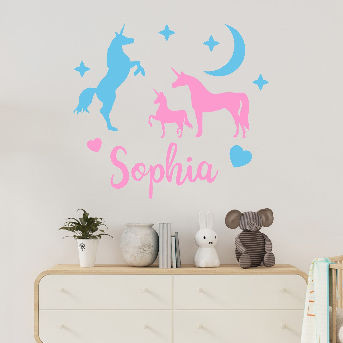 Personalize Unicorn Wall Designs with Kid's Name - Unicorn Family Wall Decals for Room Decor -  Adorn Your Space with a Cute Unicorn Family