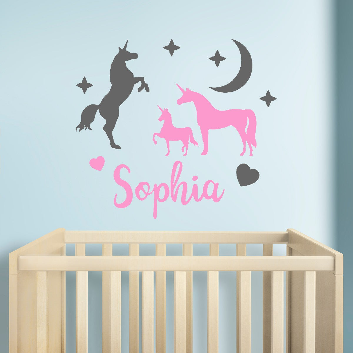 Personalize Unicorn Wall Designs with Kid's Name - Unicorn Family Wall Decals for Room Decor -  Adorn Your Space with a Cute Unicorn Family