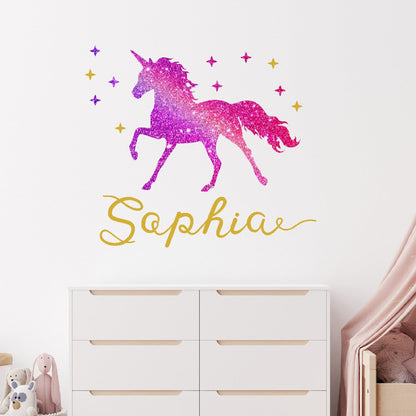 Magical Unicorn Wall Decals - Personalized Name Decals for Girls - Transform Your Girl's Room with Enchanting Unicorn Decor - Whimsical Unicorn Stickers for Bedroom and Nursery