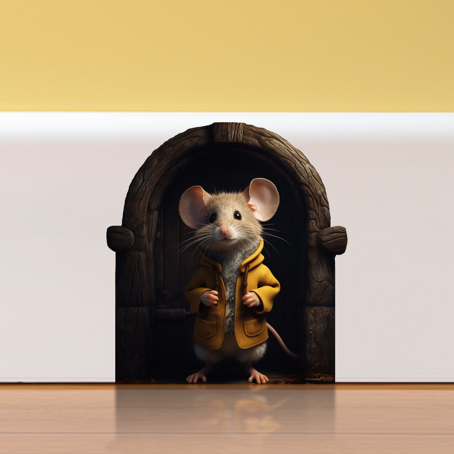 Mouse Decal 3d Wall Stickers - Mouse Hole Wall Sticker - Mouse Reading Sticker - Mouse Reading Book Wall Decal - Mouse Hole Wall Decal