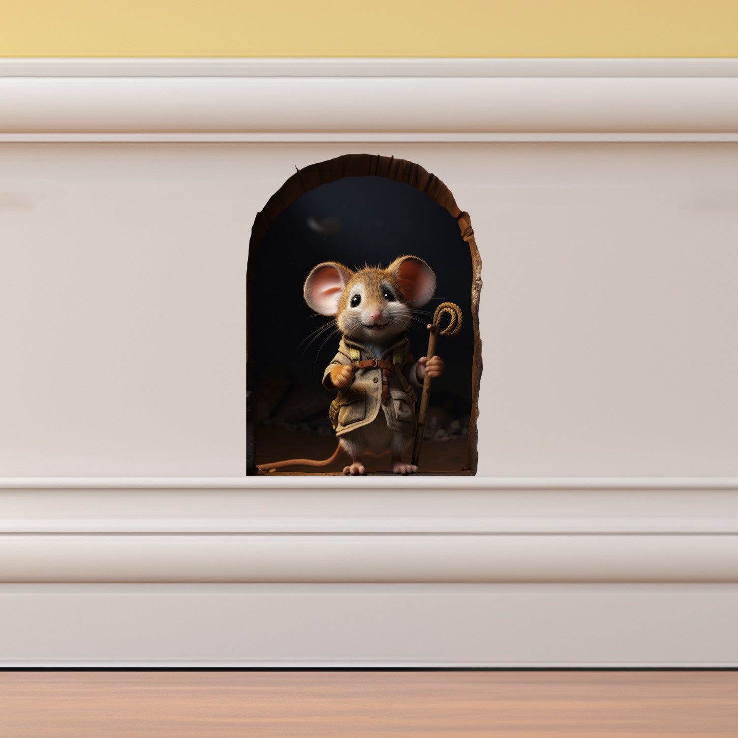 Mouse Hole Decal, 3D Wall Stickers - Mouse Hole Wall Sticker Decal for Baseboard - Mouse Reading Sticker - Mouse Hole Wall Decal