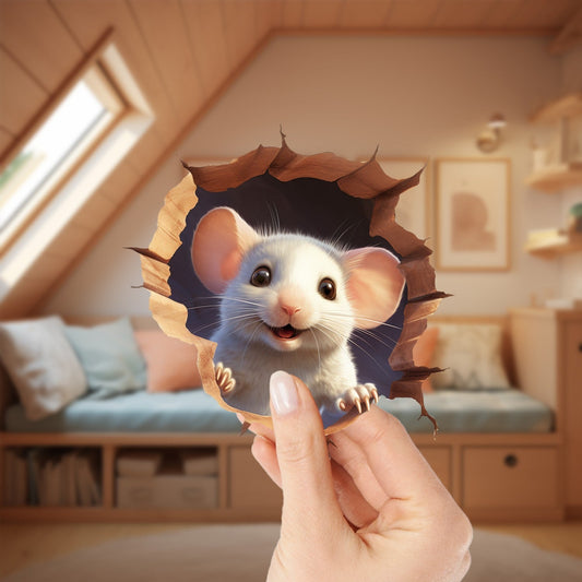 3D Mouse Hole Wall Stickers - Mouse House Decal - 3D Wall Art Decor - Mouse Sticker for Baseboard - Mouse Stickers for Wall